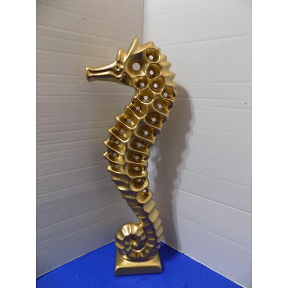 NEW Ceramic Seahorse Statue Figurine Coastal Home Decor Nautical Fish - Picture 7 of 7